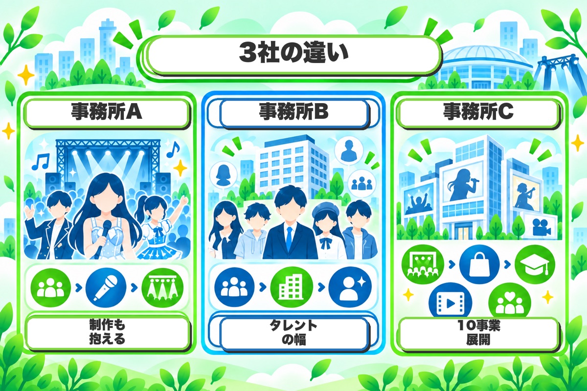 3社の違い:主力事業と会社の規模