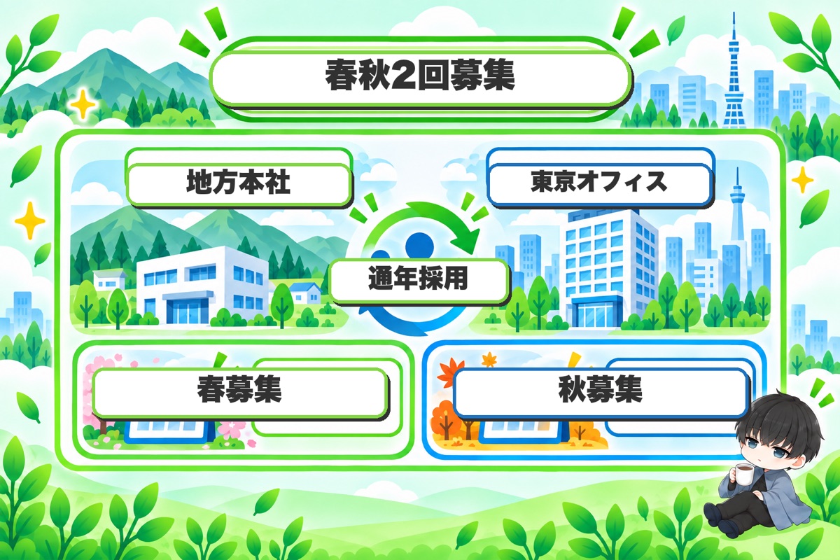 アミューズ:本社は山梨、春と秋の2回募集