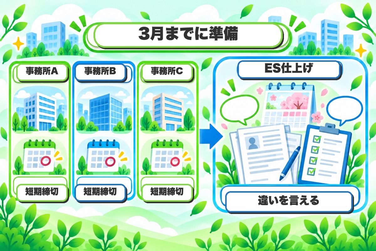 まとめ:締切が短い3社。3月までにESを仕上げ、違いを言えるようにする