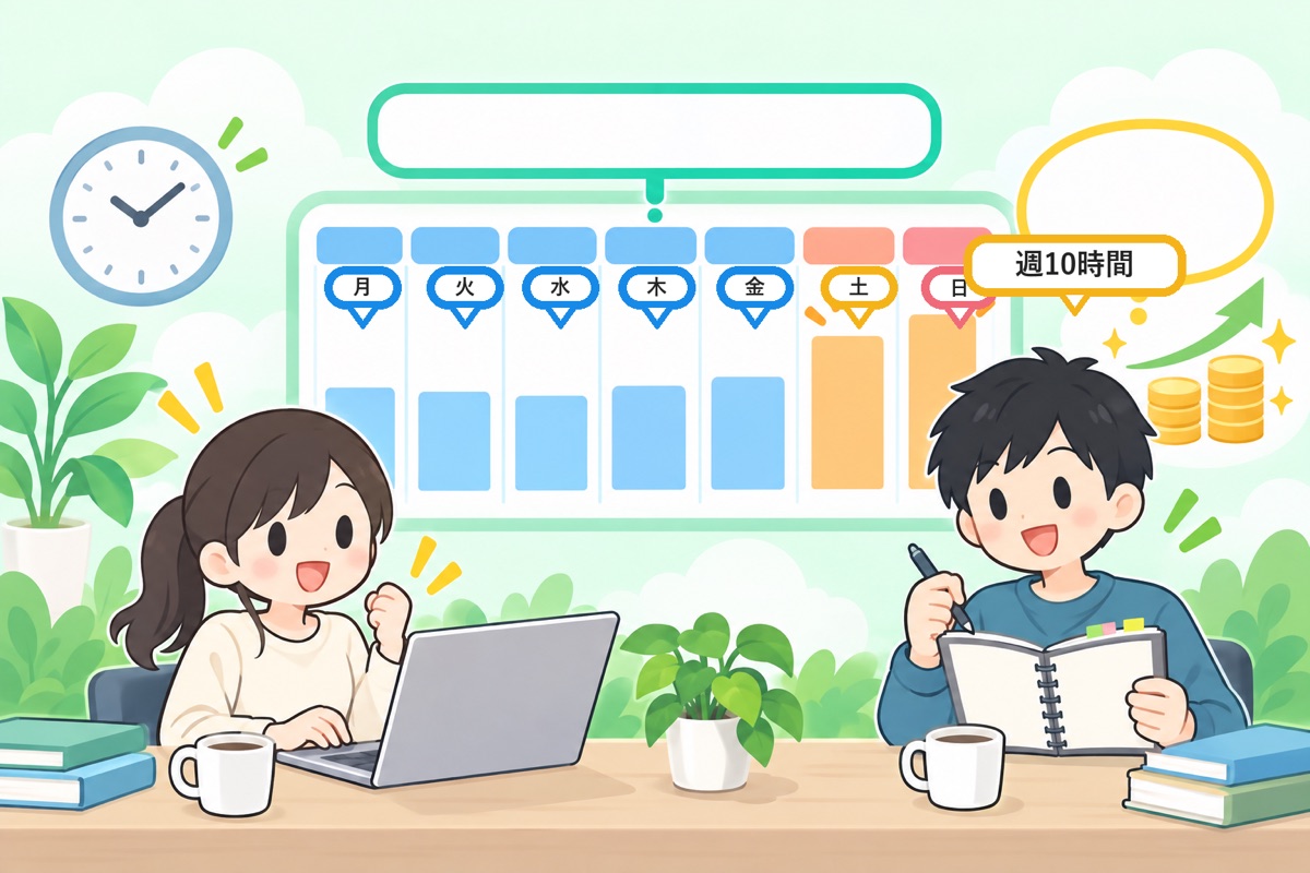 月5万円に必要な作業時間を、週の予定に落とし込む