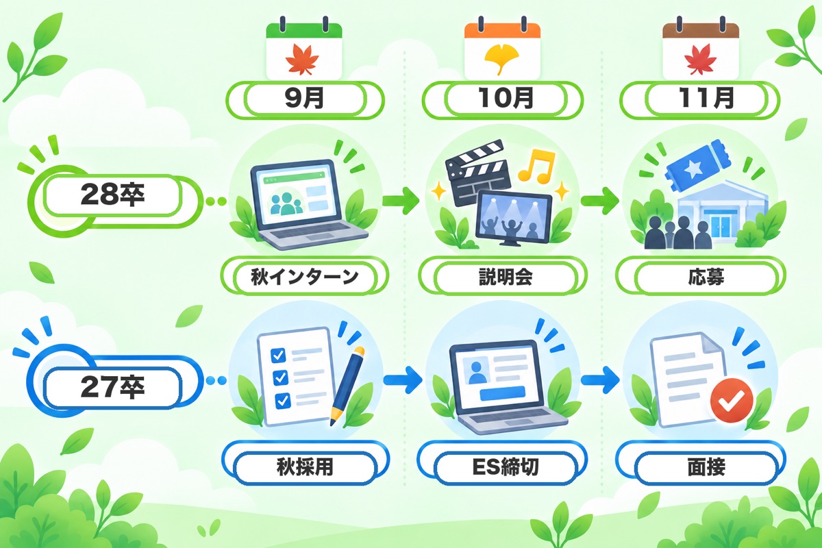 2026年9月〜11月:秋冬インターンと27卒秋採用が同時に動く