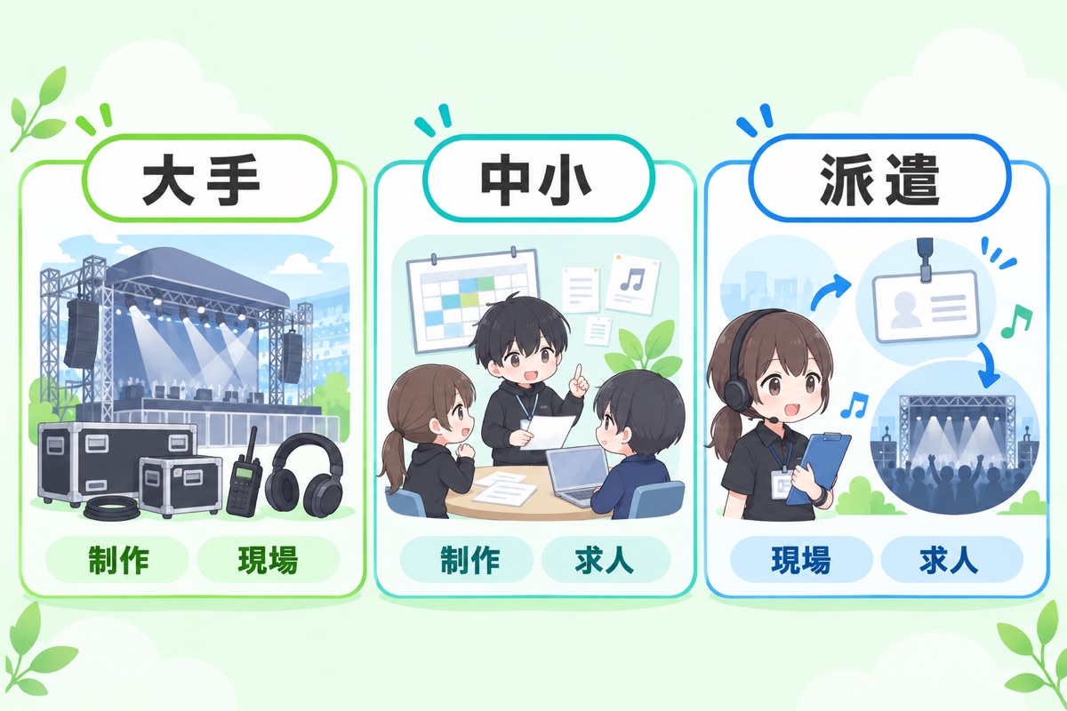 コンサートスタッフ正社員が狙える会社の種類