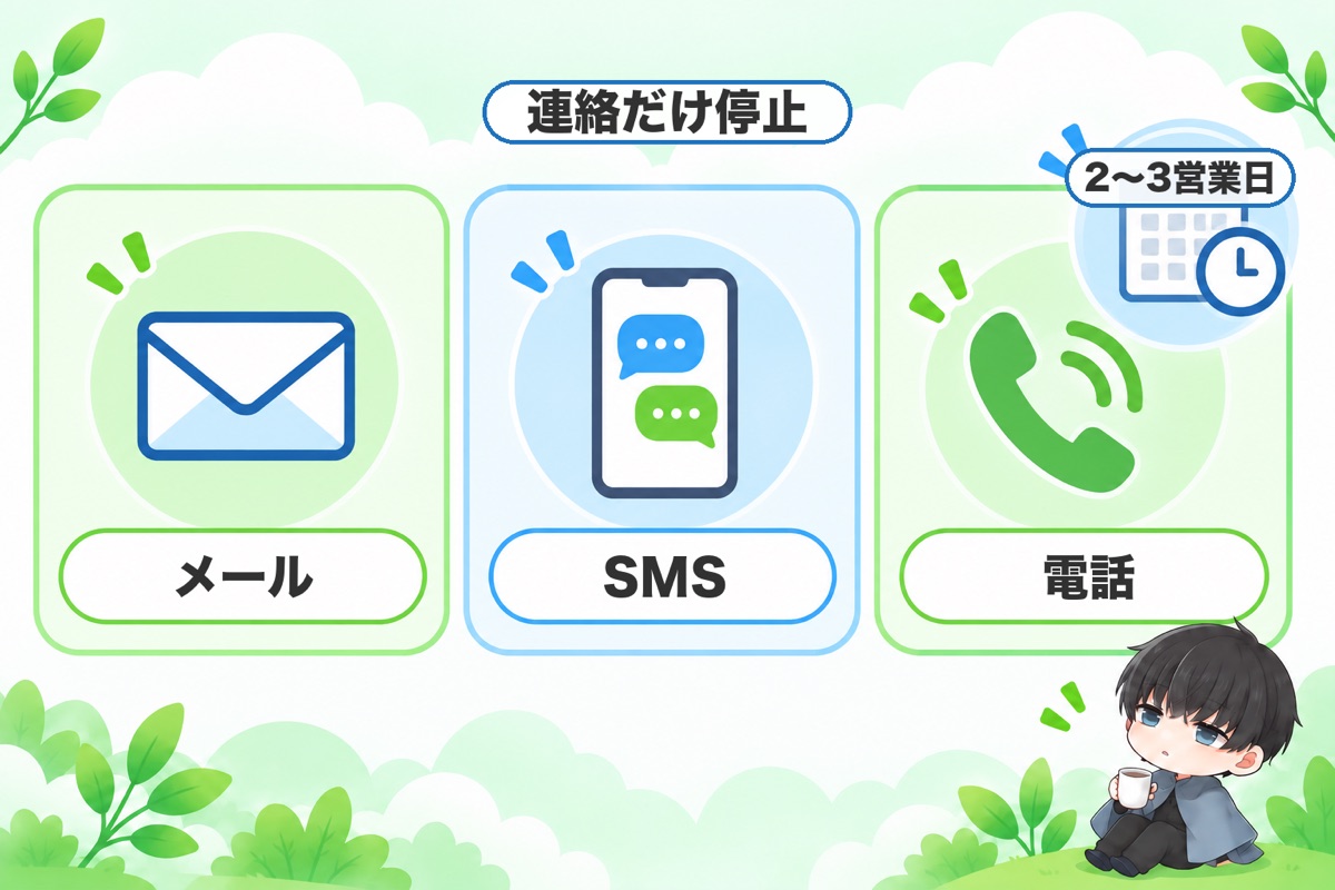 メール・SMS・電話だけ止めたいとき