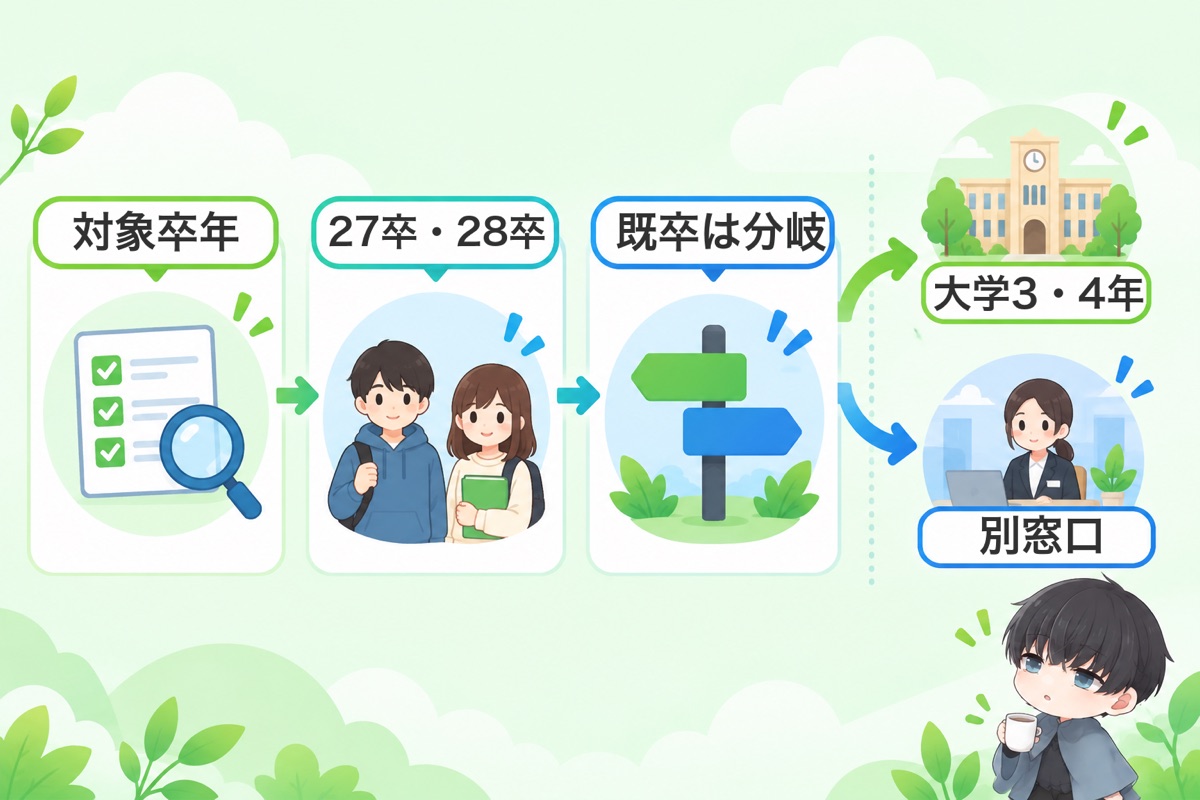 結論:27卒・28卒の学生が対象。申込前に確認する3点
