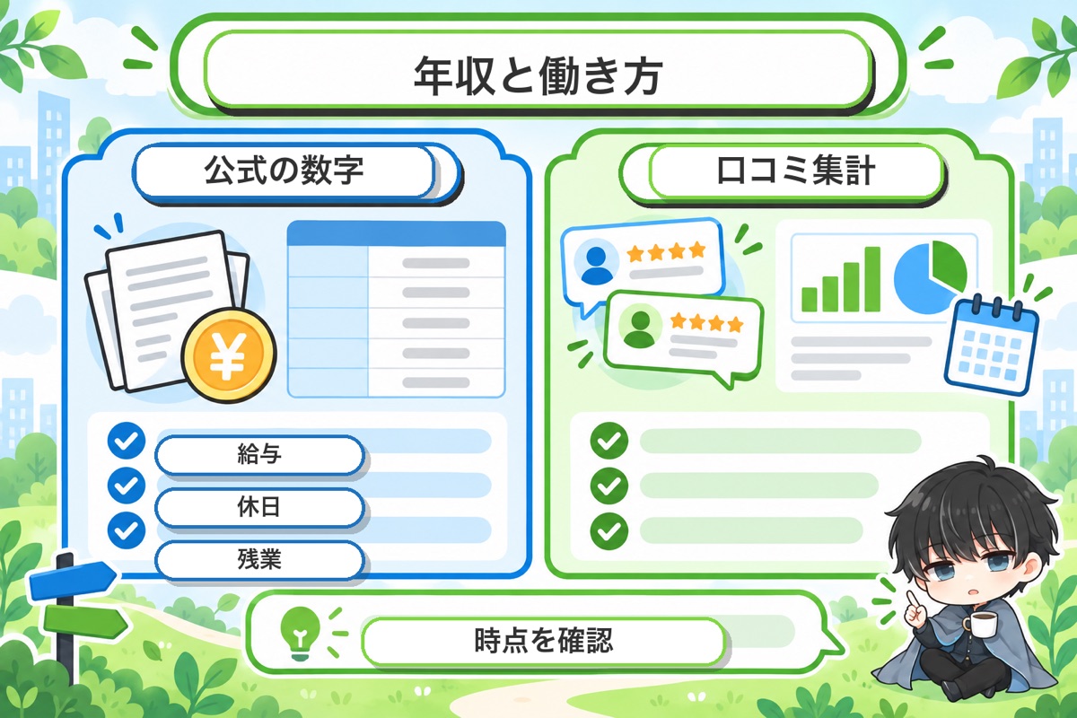 年収と働き方（公式・口コミの数字を分けて）