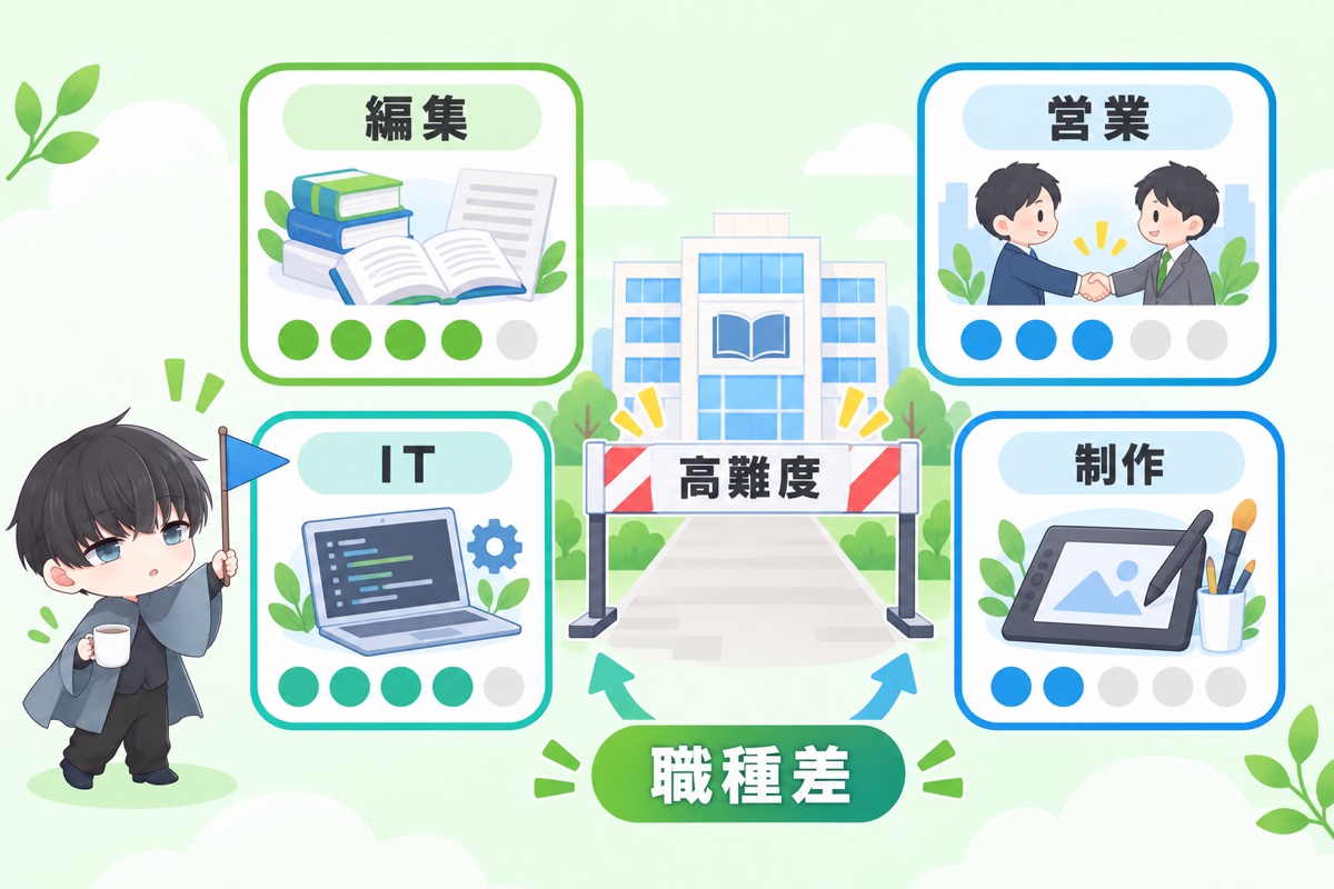 KADOKAWAの転職難易度は「高い」が、職種と部門で大きく異なる