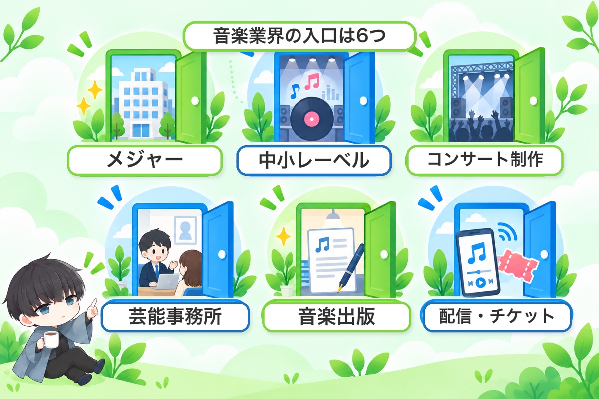 結論：メジャーレーベルは難しい。でも音楽業界の入口は6つある