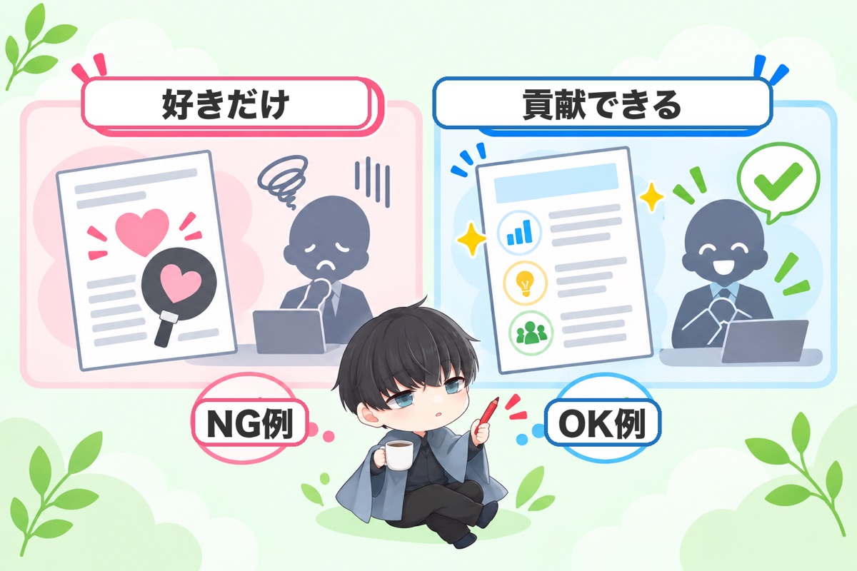 「好き」だけで落ちる志望動機NG例と、採用側が見ているポイント