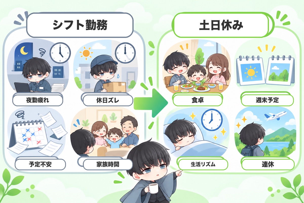【メリット】土日休みの仕事に転職するとこう変わる