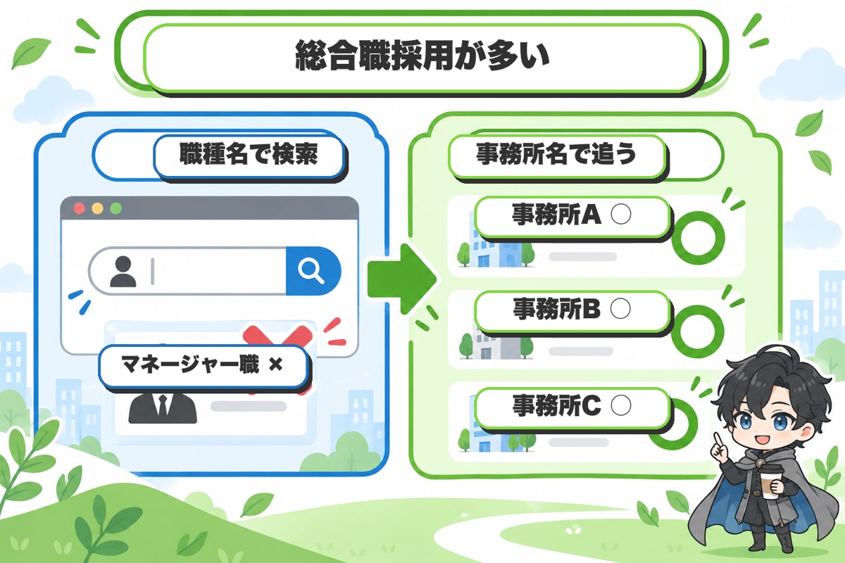 結論：マネージャーは「総合職」で採る事務所が多い。27卒はアミューズ秋採用が9月27日締切
