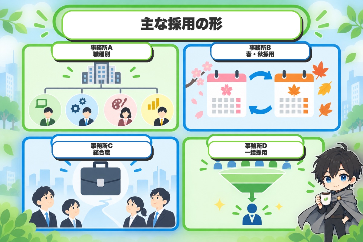 新卒でマネージャー職を含む採用をしている主な事務所（2026年9月・公式確認）