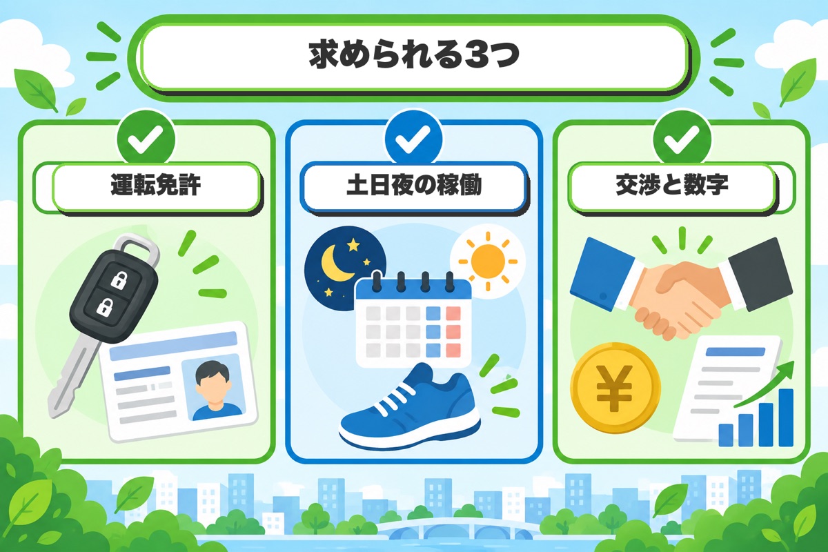 マネージャー職に求められること：運転免許・体力・交渉