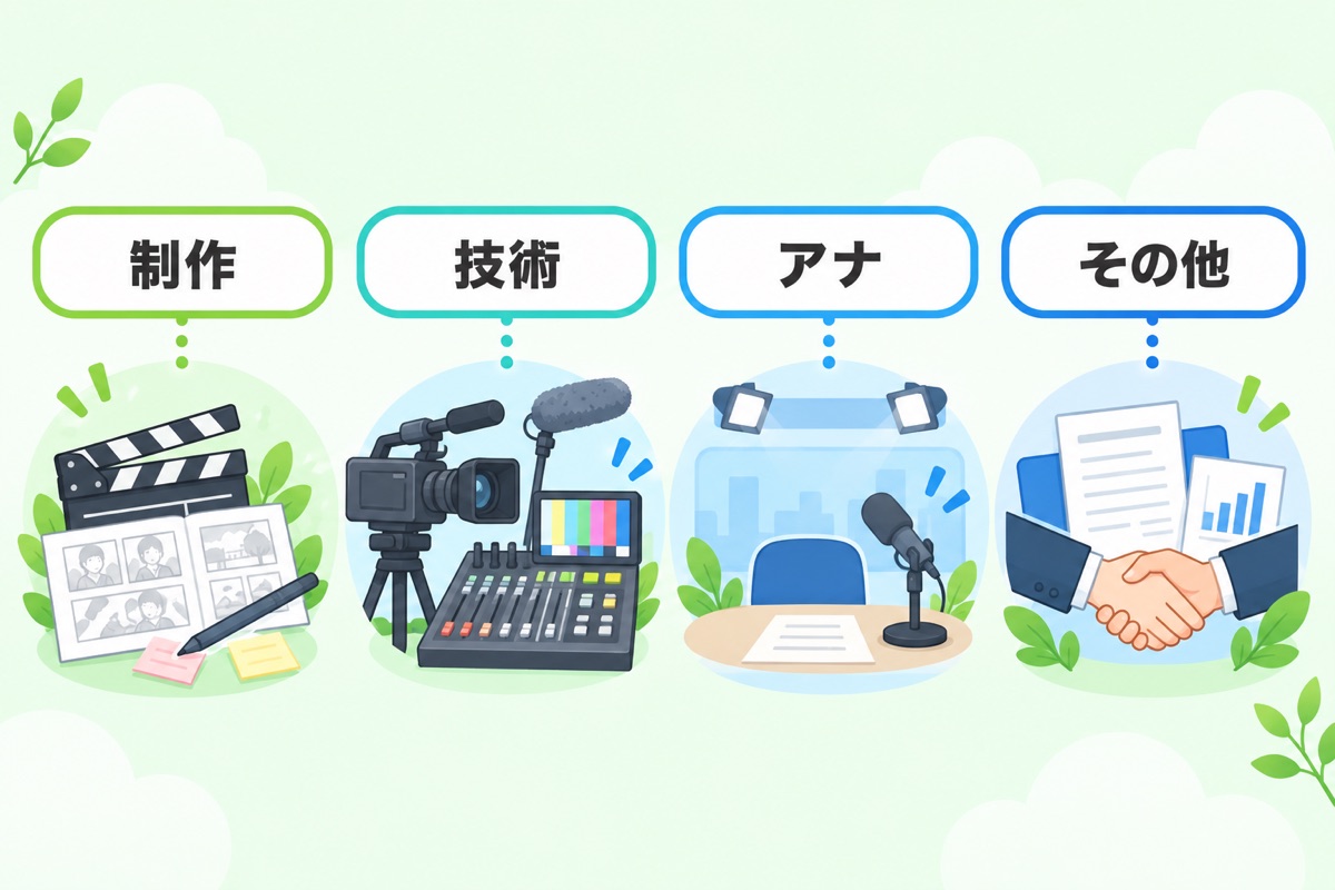 テレビ業界の具体的なキャリアパス(テレビ局・制作会社)、業界の現状について解説