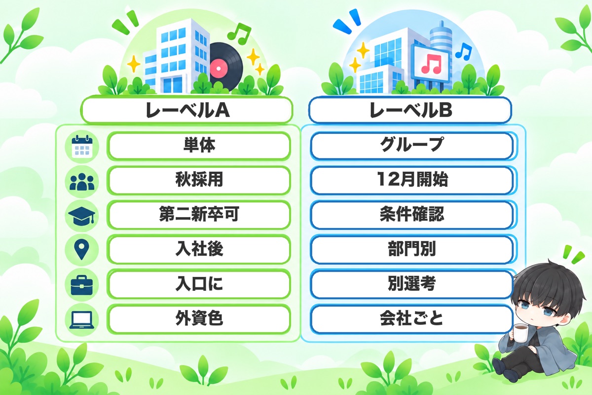 ソニーミュージックグループとの違いを表で比較